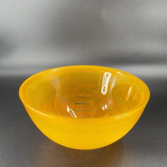 Vintage Glass Dish Bowl Clear With Orange Swirls Round Bowl Kitchenware Decor - Picture 11 of 13
